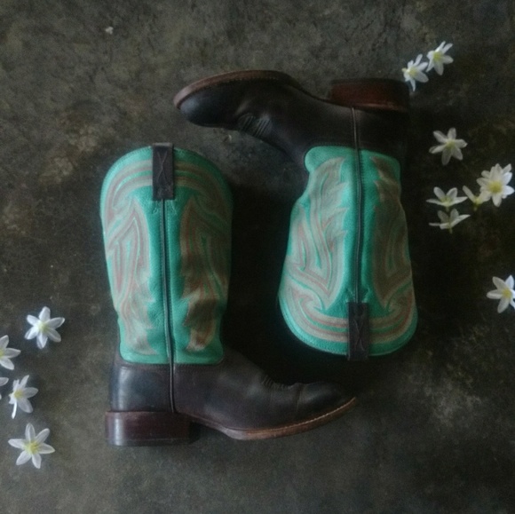 Twisted X Shoes - Twisted X Teal & Espresso Western Boots 6.5